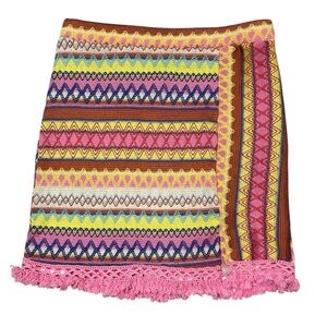 SHEIN Multicolored Boho Crochet Knit Mini Skirt
